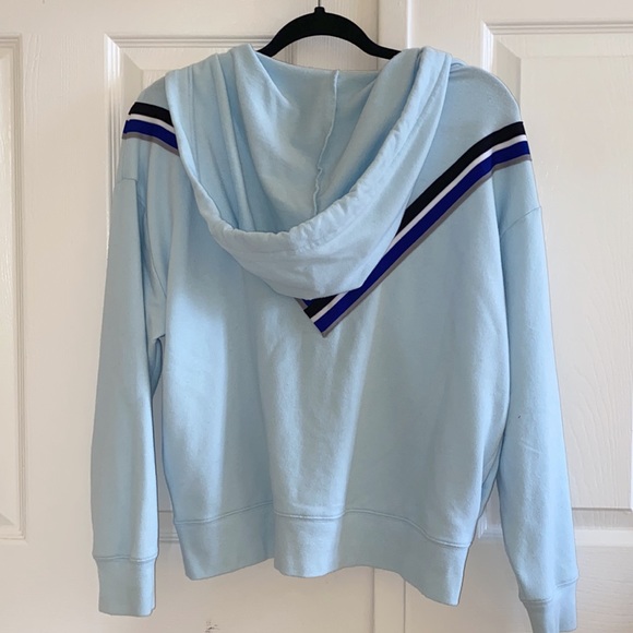 NEW PINK Oversize Light Blue Stripe Zip Up Sweater - Picture 4 of 4